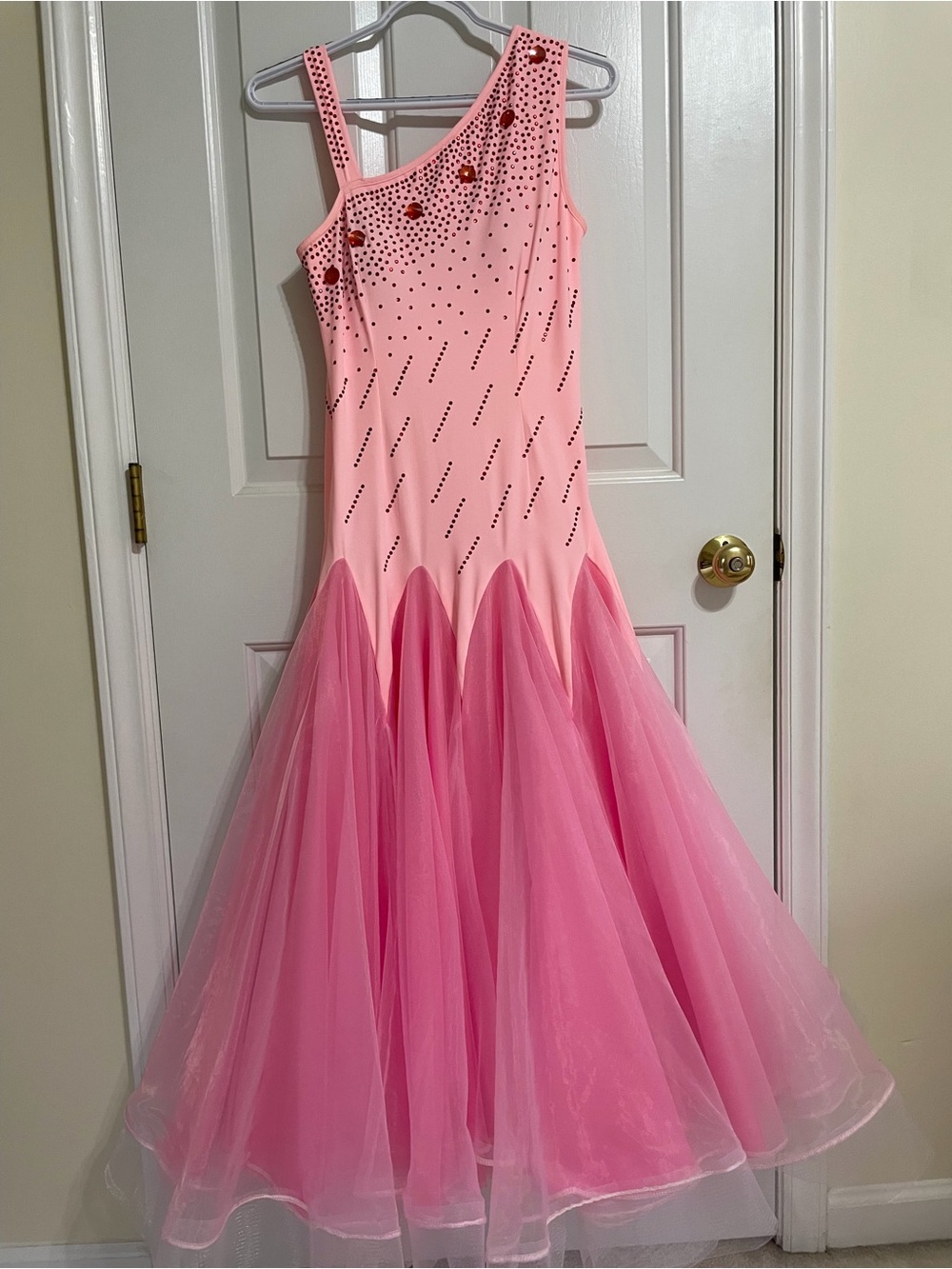 Pink One-Shoulder Ballroom Dance Dress